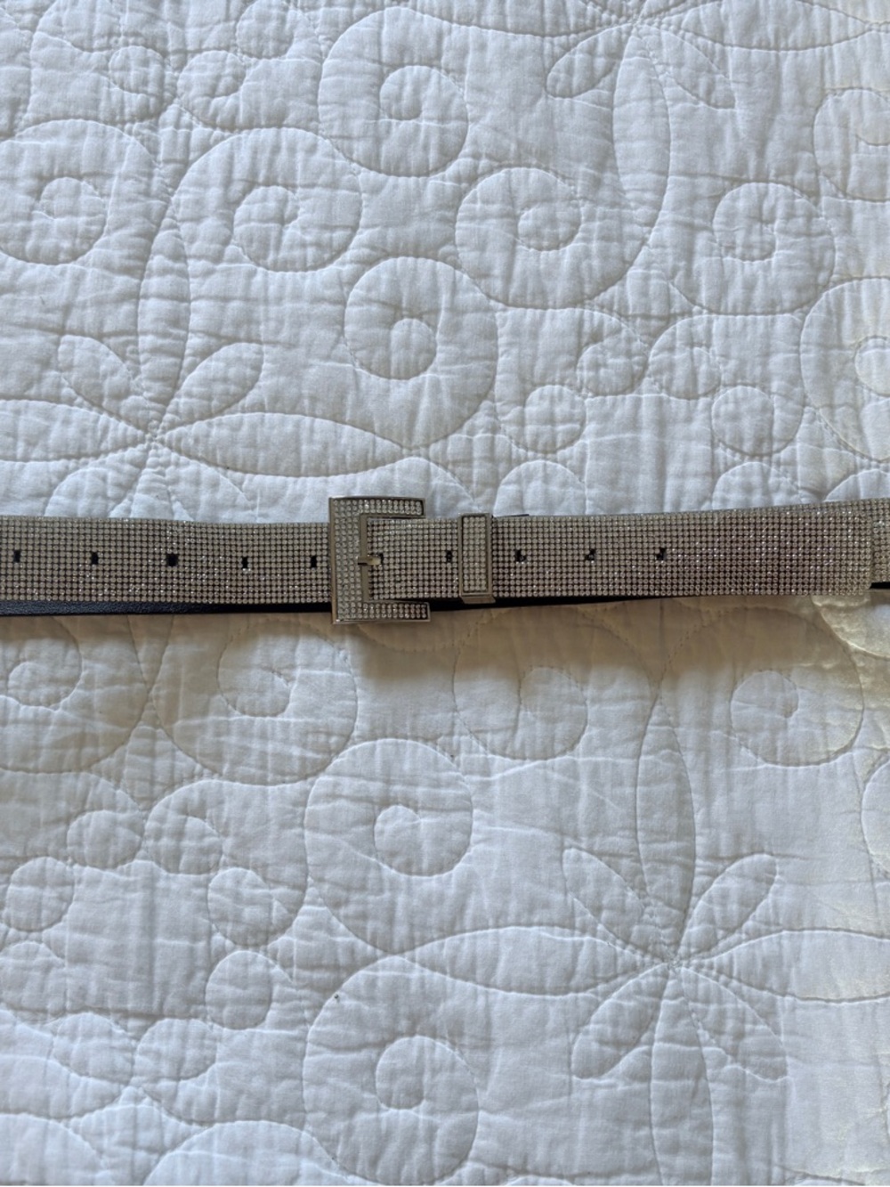 Silver Rhinestone Dress Belt - Unbranded